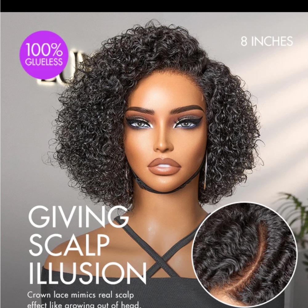 Luv Me Natural Curly Pre Cut Lace Wig - Black